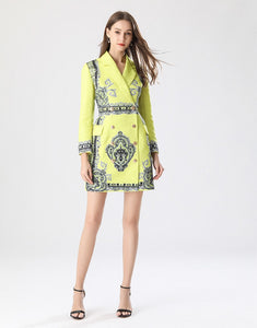 Fluorescent Yellow Blazer Dress