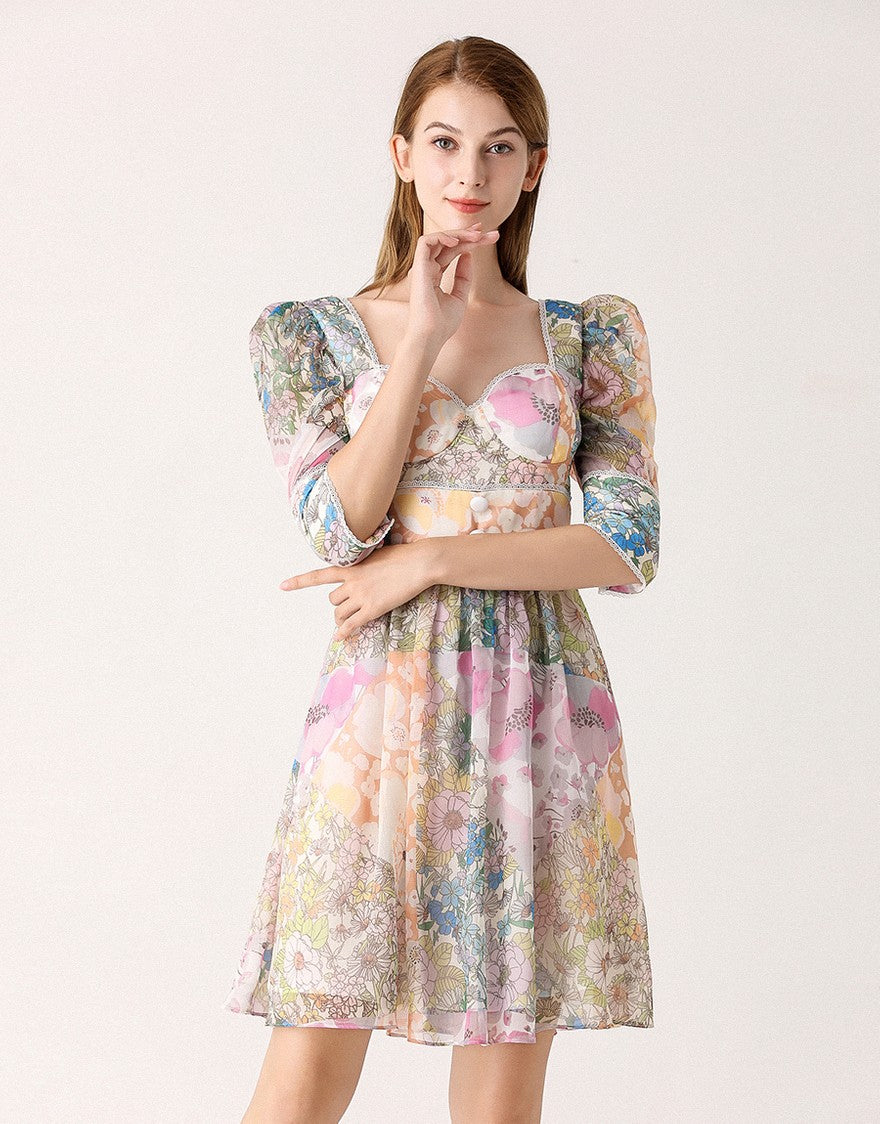 Multi print floral mini dress Sample sale