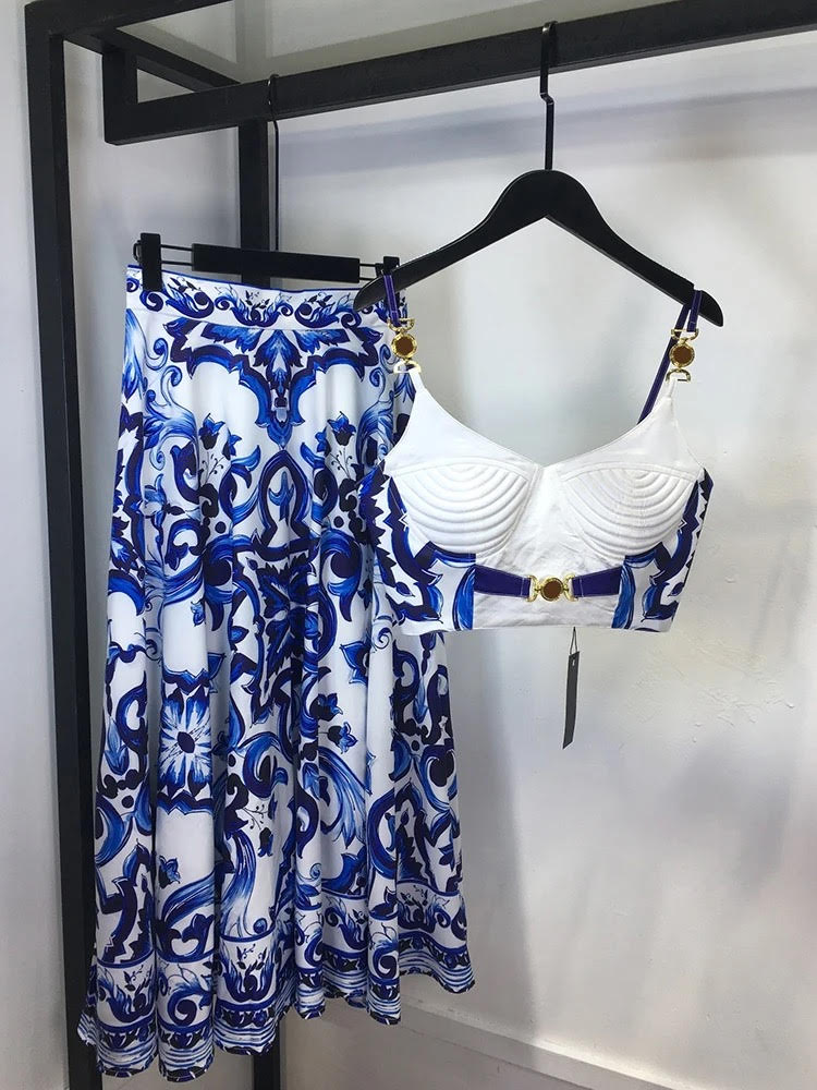 Tile print bralette & skirt